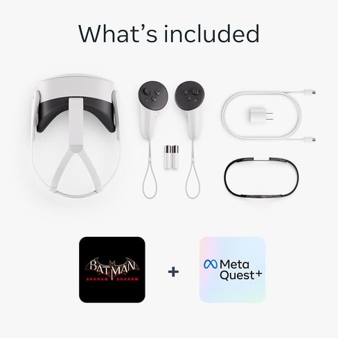 Meta Quest 3S 256GB — Get Batman: Arkham Shadow and a 3-Month Trial of Meta Quest+ Included — All-in-One Headset + Meta Quest Link Cable - Virtual Reality Headset Cable for Quest - 16FT (5M) - PC VR in Kuwait