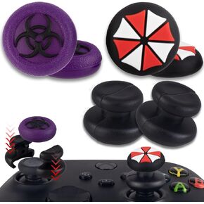 PlayRealm NO Falling Off Thumbstick Extender x 2 & Thumb Grip x 4 for xbox series & xbox one Controller (Immortal Samurai)