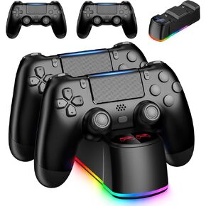 2 وحدة تحكم لجهاز PS4 مع قاعدة شحن