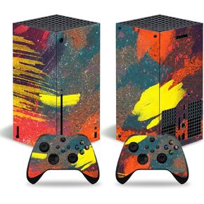 Skin for Xbox Series X Console and Controller, Stickers Vinyl Decals Film for X-Box Series X, Gaming Protective Accessories(Colorful Line)