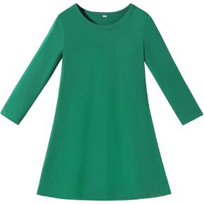 Neutocd Toddler Baby Girls Fall Dress Long Sleeve Casual Solid Tunic Dress Crew Neck A Line Playwear Shirt Dresses