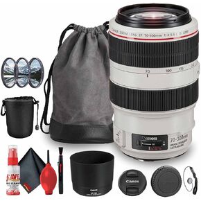 Canon EF 70-300mm f/4-5.6L is USM Telephoto Zoom Lens (4426B008AA) + Lens Pouch + Filter Kit + Cap Keeper + Cleaning Kit (Renewed)
