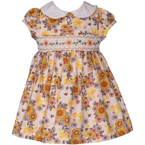 Bonnie Jean Thanksgiving Dress - Fall Autumn Harvest Sunflower Dress for Baby, Toddler, Little Girls