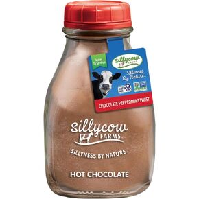 Silly Cow Farms Hot Chocolate Mix Rich Chocolate Delight Gluten Free, Non GMO Dairy Free Indulgence with Pure Peppermint Twist Flavor - Reusable Packaging - 16.9 oz Glass Bottle - Pack of 1