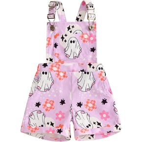 Halloween Toddler Baby Girl Overalls Sleeveless Suspender Straps Buttons Pockets Shortall Jumpsuit Romper Clothing