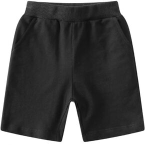 hrcfbk Toddler Baby Boys Shorts Solid Color Elastic Waist Cotton Summer Casual Bottom Shorts with Pockets
