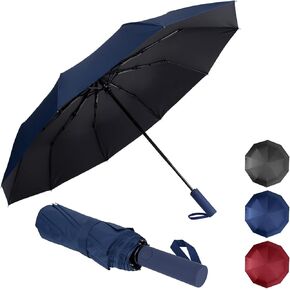 Automatic Umbrella Compact Auto Open Close Folding Umbrella Large Rain Umbrella for Travel UV Umbrella for Sun Portable Lightweight Windproof Waterproof Car Umbrella for Men Women 10 Ribs