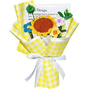 Crochet Flower Bouquet: Completed Crochet Sunflowers for Graduation Gifts Home Decor Valentines Day Mother's Day Birthday Gifts (Sunflower - Yellow)