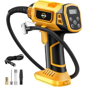 Cordless Tire Inflator Air Compressor for Dewalt 20V Max Battery,150PSI Portable Handheld Air Pump with Digital Pressure Gauge for Cars Motorcycles Bikes Sport Balls(Battery Not Included)