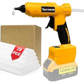 Cordless 100W Hot Glue Gun for Dewalt 20V Battery, Handheld Wireless Power Heavy Duty Hot Glue Gun Full Size Kit with 20pcs Hot Glue Sticks for Home Repair, Arts & Crafts(Battery NOT Include)