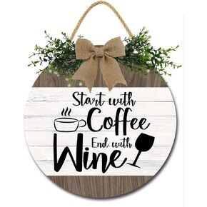 Coffee Get Me Started Jesus Keeps Me Going Sign for Coffee Bar Decor Rustic Farmhouse Wooden Round Coffee Sign Kitchen Decor Coffee Lover Coffee Station Decor Wall Decor for Home Office Kitchen