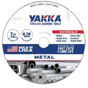 Yakka 7 Inch Metal Cutting Segmented Diamond Blade cuts a Wide Range of Metals, Comes with 7/8 inch Arbor and 5/8 inch Reducer Ring