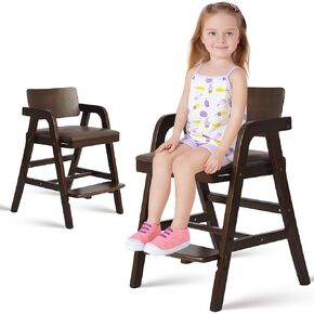 Wooden High Chair Baby Highchair, Adjustable High Chair for Babies/Toddlers with Steps, Kids Dining Chair, Children Chair, Teens Study Chair with Removable Cushion (Black) in Saudi Arabia