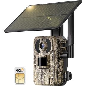 SEHMUA 4G LTE Cellular Trail Cameras with Live Streaming, Solar Game Cameras Includes SIM Card, Remote Phone Access, Motion Activated, 0.2s Trigger Time, Low Light Night Vision
