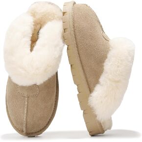 Project Cloud House Slippers for Women - 100% Genuine Leather & Natural Fur lining Fuzzy Slippers Women - Memory Foam Women Shoes & House Shoes for Women, Cozy & Fluffy Slippers (Hedy)