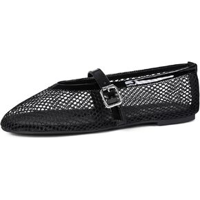 MaxMuxun Women's Flats Mesh Ballet Flats Round Toe Buckle Strap Comfortable Causal Dress Flats Shoes