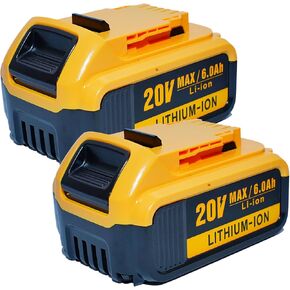 2Packs 20V 6.0A Replacement Battery Compatible with Dewalt DCB200 DCB201 DCB204 DCB206 DCD/DCF/DCG/DCS Series Cordless Power Tools