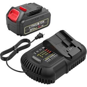 20V 6000mAh Replacement Battery for Dewalt with DCB112 Charger, 20V Max 6.0Ah Lithium Ion Battery with 20V Charger Comaptible with Dewalt DCF DCD DCG Series 20V Cordless Power Tools and Charger