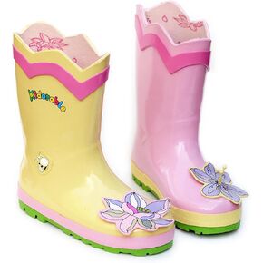 Kidorable Lotus Flower Yellow and Pink Natural Rubber Rain Boot