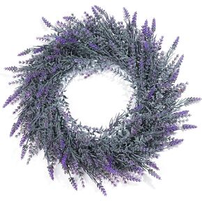 DDHS 2pcs Lavender Wreaths for Front Door, 18inch Artificial Farmhouse Wreaths for Wall Window Party Wedding Decor Indoor Outdoor Spring Summer Fall Decoration for Home