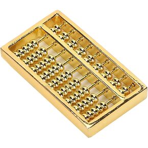 Pissente Vintage Mini Brass Abacus 9 Gears Chinese Math Calculating Tool for Kids Adult Collection 4.5 x 0.5 x 2.5cm with Wealth Symbol, Handmade Ornaments for Gift