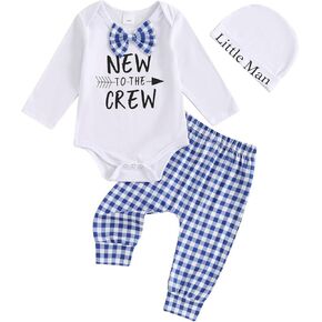 Newborn Infant Baby Boy Outfit Little Brother Romper Infant Letter Print Dinosaur Clothes Drawstring Pants Hat