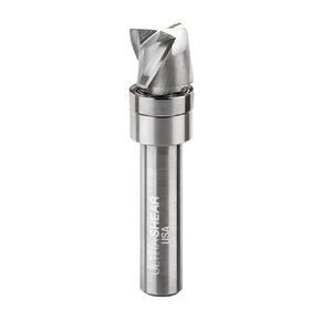 Inlay Clearing Router Bit, 8MM Shank, 16MM Cut Diameter, Removeable Pattern Bearing, Carbide Head, 3 FL, USA Made - US81616CPB