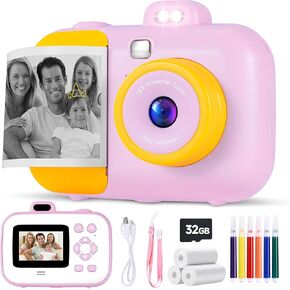 Kids Camera Instant Camera, Kids for 3-12 Year Old Girls Boys, Kids Digital Camera Instant Print with Print Paper, Toddler Kids Toys, 4 5 6 7 8 9 10 Year Old Girl Gifts