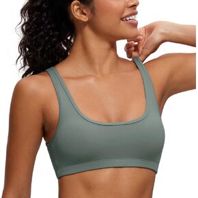 CRZ YOGA Butterluxe Mini Bra for Women - Scoop Neck Low Impact Wireless Sports Bra Yoga Cami Padded Workout Bra