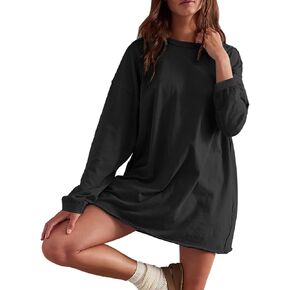 Womens Long Sleeve Tops Crewneck Oversized T-Shirts Basic Cotton Shirts Casual Loose Tunic Blouse