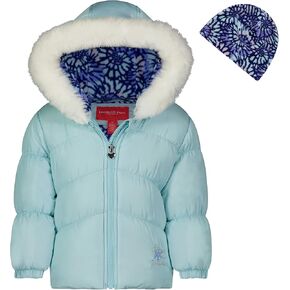 LONDON FOG baby-girls Hooded Puffer Winter Jacket With Matching Beanie
