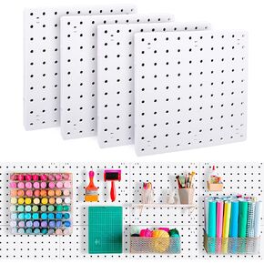 Peg Board, 6Pcs Pegboard Wall Organizer Panels Black Pegboard Wall Mount, ABS Pegboard for Home, Craft Room, Garage, Kitchen, Workshop, Tool Organization, 10*10in Peg Boards. (No Hooks and Bins).