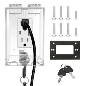 Infant Safety Outlet Cover Box, Wall Outlet Lock Box, Lock Box for Electrical outlets with outlets, Easy to Install, Accommodates Most Plugs and adapters 4.95“ X 3.35" X 2.56" or Smaller
