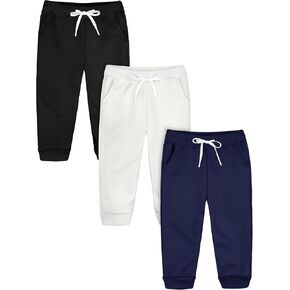 Resinta 3 Pack Toddler and Baby Girls Fleece Sweatpants Casual Pull On Jogger Sweatpants with Pockets Drawstring for Girls