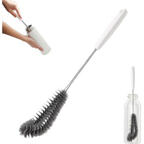 16 inches Long Handle Black Bottle Cleaning Brushes - Perfect for Baby Bottles, Sports Bottles, Glassware, Mugs, Jars, and Stemware (1-pc)