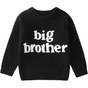 Ritatte Big Brother Knit Sweater Toddler Baby Boys Embroidery Letter Knitted Warm Pullover Sweatshirt Fall Winter Clothes in Kuwait