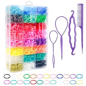 Elastic Rubber Bands for Hair, 24 Colors Baby Hair Ties, 2000PCS Small Colorful Hair Rubber Bands, Toddler Girl Hair Accessories, Topsy Tail Hair Tool for Kids (multicolor)