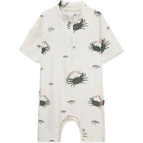 Milkbarn One Piece Swimsuit, Short Sleeve Zipper Bathing Suit for Infant Baby Boy Girl, Toddler Rash Guard Swimwear, Duck