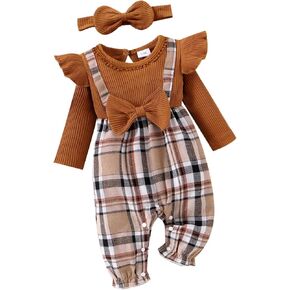 Baby Girl Clothes Fall Winter Outfits Ruffles Plaid Romper Long Sleeve Bodysuit One Piece Jumpsuit 0-18 Months