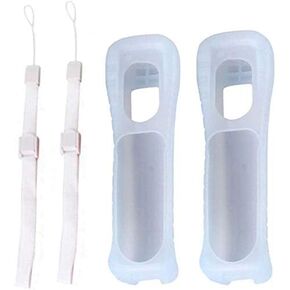 2 x Silicone Skin Case Cover with Wrist Strap for Nintend Wii Remote (White)