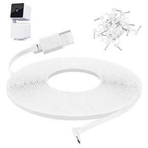 كابل تمديد الطاقة UYODM بطول 50 قدم متوافق مع WYZE Cam Pan V3، كابل شحن USB صغير على شكل حرف L 90 درجة يعمل على تشغيل WYZE Cam Pan V3 بشكل مستمر - أبيض in Kuwait