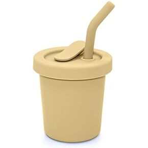 nouka Straw Cup | 100% Food-Grade Silicone | Spill-Proof | Non-Slip & Soft | Dishwasher Friendly | Lily Blue | Size 6 Oz