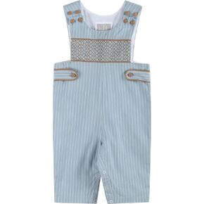 Lil cactus Blue Pinstripe Smocked Overalls