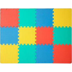 Easy Playhouse Soft Foam Floor Puzzle Tiles for Children, Non-Toxic EVA 36 Interlocking Foam Tiles with 24 Borders for Playroom, Nursery or Gym, Numbers and Letters