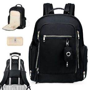 miss fong Diaper Bag Backpack - Baby Diaper Bag with Diaper Bag Dispenser Mommy Bag Diaper Backpack with 16 Pockets Large Capacity Travel Diaper Bag Baby Shower Gifts for Mom & Dad-Off-White