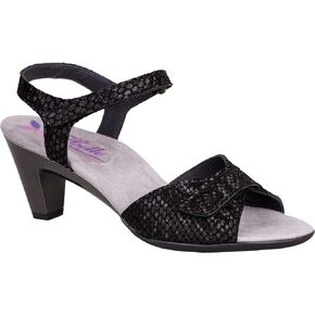 HELLE FASHION * COMFORT WOMEN's EUDORA BLACK DOLLY QUARTERSTRAP SANDAL