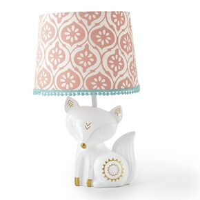 Levtex Baby - Fiona Table Lamp - Spindle Base with Pink Rosette Shade - Nursery Lamp - Base and Shade - Pink, Teal, White - Nursery Accessories - Measurements: 22 in. high and 6 in. Diameter