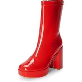 DREAM PAIRS Women's Mid Calf Gogo Boots Platform High Chunky Block Heel Square Toe Ankle Boots