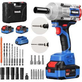 1000N.m Cordless Impact Wrench Set,1/2 Inch High Torque Brushless Impact Gun with 2 x 4.0Ah Batteries, Electric Impact Driver for Car Truck Mower (Blue)