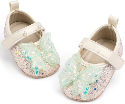 HsdsBebe Baby Girls Mary Jane Flats Non Slip Soft Sole Bowknot Princess Wedding Dress Shoes Toddler First Walkers Infant Newborn Baptism Crib Shoes in Saudi Arabia
